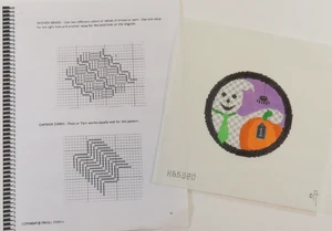HANDPAINTED NEEDLEPOINT - Pumpkin & Ghost by Pat Thode (53) - Picture 1 of 1
