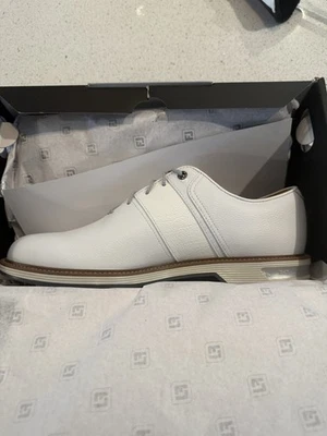 Tênis de golfe masculino Foot Joy My Joys Premiers novo em folha tamanho 10 branco médio - Imagem 1 de 4