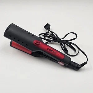 Conair S3 Wet & Dry 2" Ceramic Hair Straightener Curved Plates Black Red - Picture 1 of 12