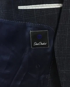 David Donahue Sport Coat Mens 50R Navy Plaid Wool Cashmere Connor Jacket - Picture 1 of 10