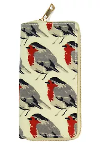 Winter Robin Red Breast Design Canvas Geldbörse Portemonnaie - Bild 1 von 3