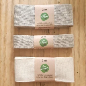 Natural Linen & Cotton Ribbon - 2 Metre Pack - Craft Gift Tape Trimming Ribbons - Picture 1 of 4