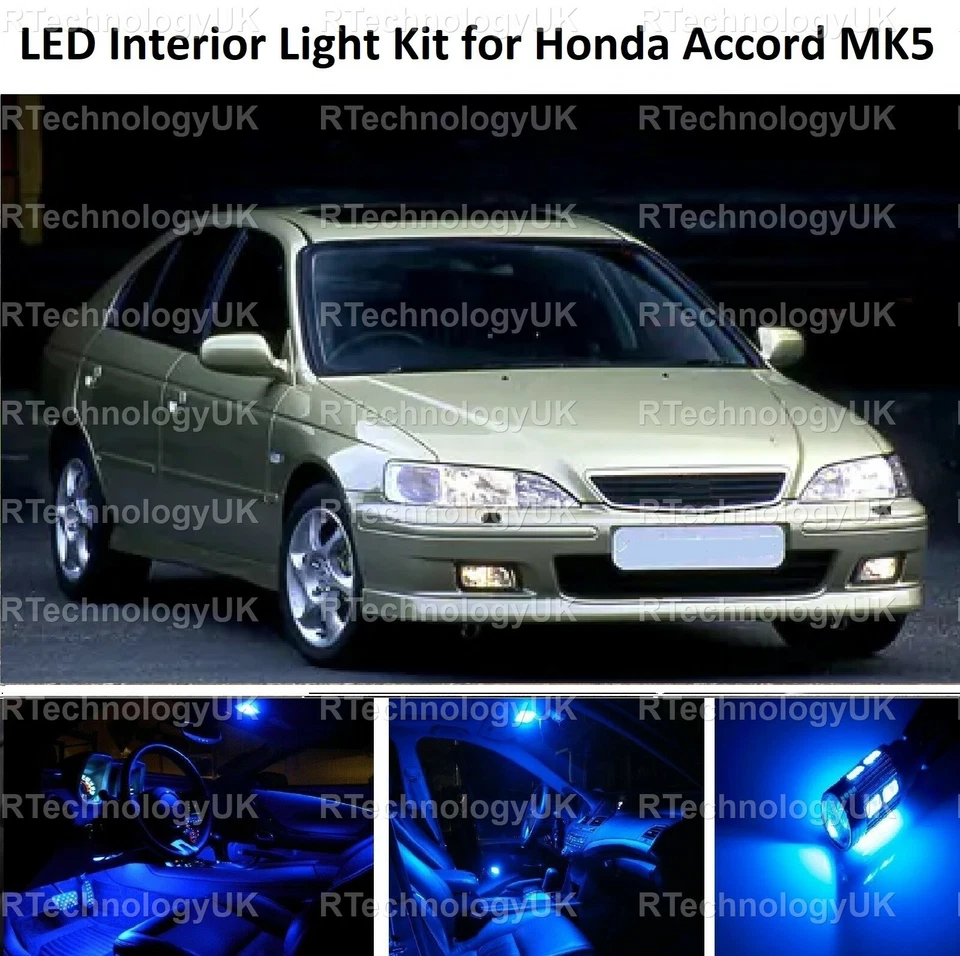 KIT DE BOMBILLAS LED INTERIORES DE COCHE AZUL PREMIUM PARA HONDA ACCORD V MK5 1994-1997 Foto 1 de 1