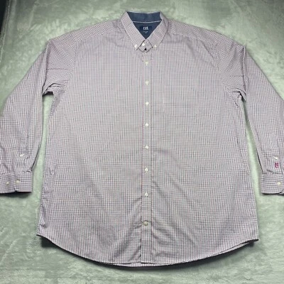 Cutter & Buck Mens 2XT Button Down Dress Shirt Red White & Blue Check - Image 1 of 4