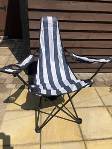 Bronte blau & weiß gestreift klappbar Garten Camping Angeln Stuhl mit Tasche - Bild 1 von 6