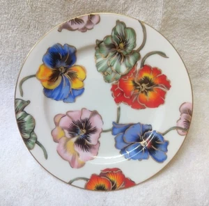 Fitz and Floyd Pansies Bread Salad Dessert Plate 443 Fine Porcelain 7 1/4" - Picture 1 of 3