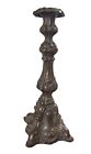 Vintage ornate bronze/Brass finish bas relief heavy 12" tall candlestick 4 lbs. 