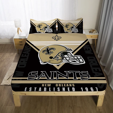 New Orleans Saints Design Fitted Sheet 3PCS Bed Sheets & Pillowcase Bedding Sets Cover