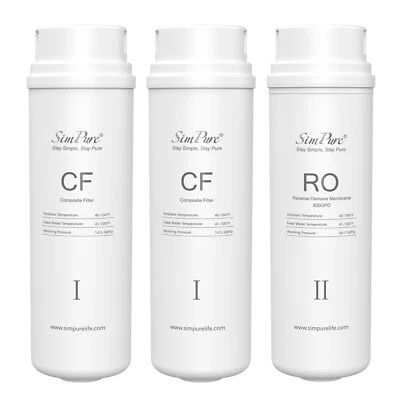 1 Year Set CF RO Water Filter Cartridge Replacement For SimPure Q3-600 RO System - Image 1 of 4