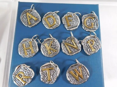 Waxing Poetic Sterling Silver Brass CENTURY Insignia Initial Charm Pendant - Image 1 of 3