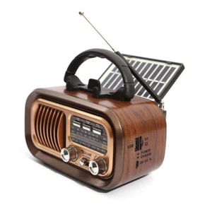 Multi-function solar Retro Radio Bluetooth speaker Portable Radio FM AM SW - Picture 1 of 13