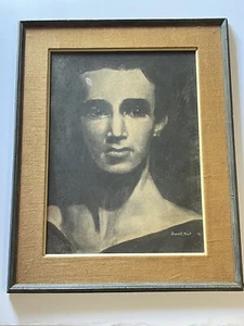 Antike Zeichnung Mann männlich Modell 40er Jahre signiert Durant Pask Vintage Mid Century - Bild 1 von 7