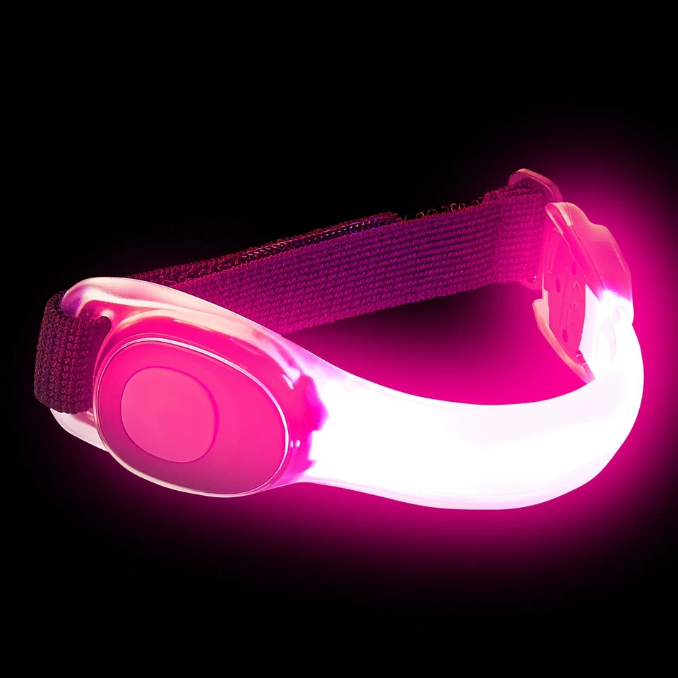 2 Pink LED Running Armbands Reflective Flashing Running Jogging High Visibility - Image 1 of 4