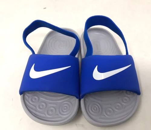 (taglia 6) Sandali Nike Toddler Boy's Kawa Slide SE2 blu bianchi slides