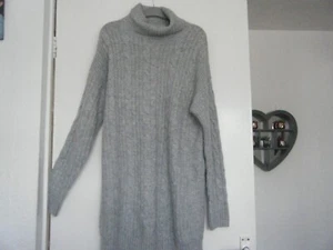 Papaya Womans Roll Neck Jumper Cable Knit Grey Size Medium j7 - Picture 1 of 6