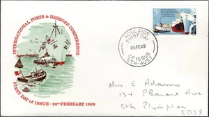 Australia Ports & Harbours Conference Royal 1969 5c con dirección FDC, en muy buen estado - Imagen 1 de 1