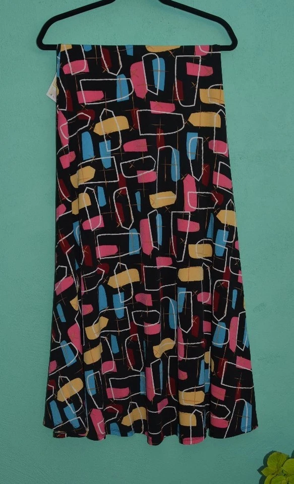 LuLaRoe XXS Maxi black with 60's shape design pink, yellow, white, blue, maroon - Photo 1/1