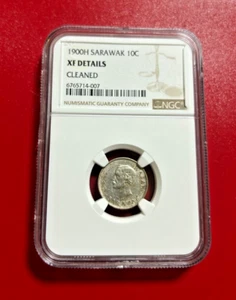 1900H SARAWAK 10 CENTS NGC XF DETAILS ( NGC PRICE GUIDE $150 ) - Picture 1 of 2