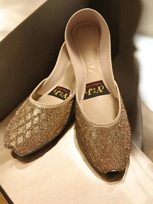 Sandalias Khussa de cuero genuino hechas a mano con función nupcial para damas venta rápida Foto 1 de 4