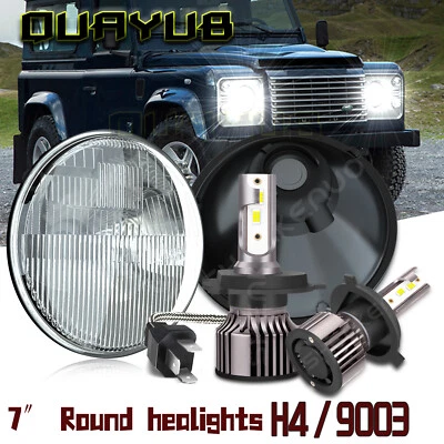 Par de faros LED redondos DRL haz alto/bajo de 7 pulgadas para Land Rover Defender 90 110 Foto 1 de 4
