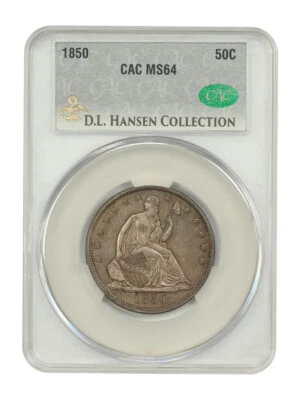 1850 50C CACG MS64 ex: D.L. Hansen - Medio dólar Liberty Seated Foto 1 de 4