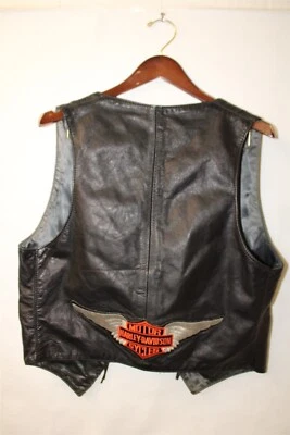 Black Leather Biker Motorcycle Riding Vest Adult Medium-Large with Patch - Image 1 of 4