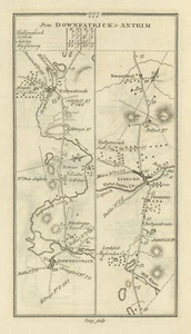 #277 Downpatrick to Antrim. Ballynahinch Lisburn. TAYLOR/SKINNER 1778 old map - Picture 1 of 2