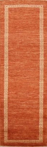 Hallway Modern Bordered Gabbeh Oriental Runner Rug Hand-Knotted Wool 3x9 Carpet - Picture 1 of 12