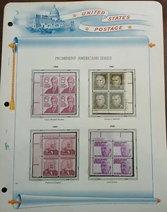 U.S - 1967 -68 - PROMINENTS AMERICAN SERIES - 4 BLOCKS OF 4 STAMPS -MH & MNH-241 - Picture 1 of 1