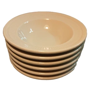 Syracuse China Restaurant Ware 32-D 6 piccole ciotole bordo in corda a costine beige USA - Foto 1 di 24