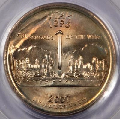 2007 D PCGS MS66 Double Struck Broadstruck Type 1 Blank Utah Quarter Mint Error - Image 1 of 4