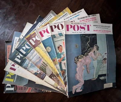 Lot 9 SATURDAY EVENING POST 1947 1950 1951 1952 1954 1955 1958 COKE Ads +++ - Image 1 of 4