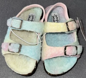 Jumping Beans Toddlers Girl's Rainbow Fluffy Slingback Sandals Size 8 Faux Fur - Picture 1 of 7