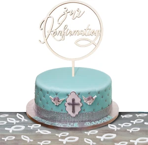 Zur Konfirmation Cake Topper Holz 36 Pcs Fische Streudeko Weiß Holzfische Torten - Bild 1 von 6
