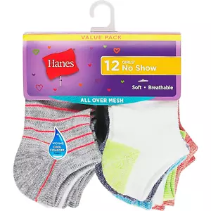 Hanes® Girls and Toddler Girls No Show Socks, 12-Pack " ARCH SUPPORT" NEW!!! - Picture 1 of 4