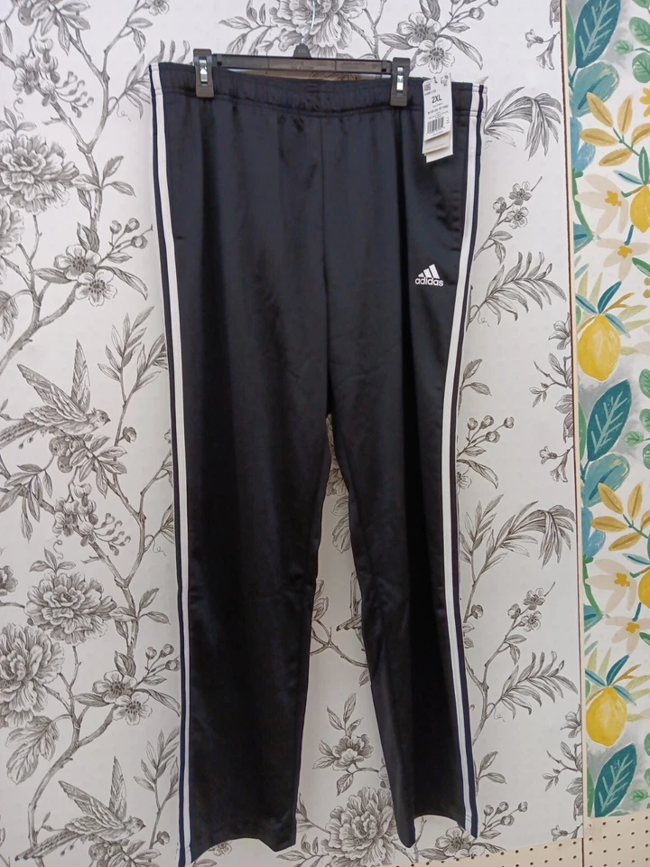 adidas Men’s 3 Stripe Open Hem Track Pants Tricot 2XL Black H46110