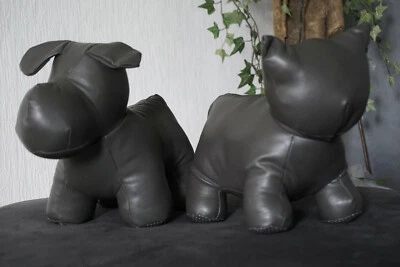 Stylischer Türstopper Puffer Hund oder Katze Deko Tiere, Lederoptik, grau *NEU* - Bild 1 von 4