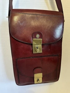 YORN BOUTIQUE Vintage Umhängetasche braun Leder Drehverschluss 10,5x6,5 klassisch - Bild 1 von 9
