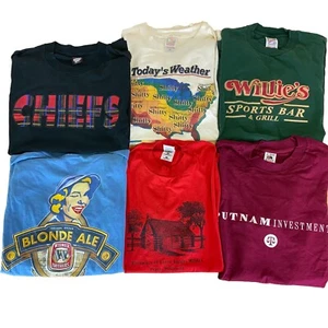 Vintage 90s 6 Tee  Shirt Lot Mens Large Screen Stars Fruit Loom Jerseys Chiefs - Picture 1 of 16