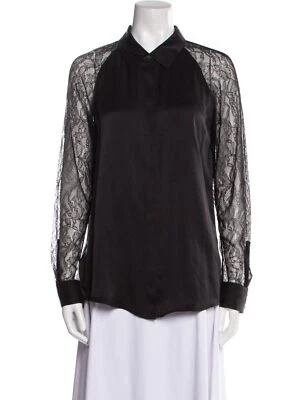 Equipment Boho Quinn Lace Silk Shirt Long Sleeve Button Up Blouse Black sz S - Image 1 of 4