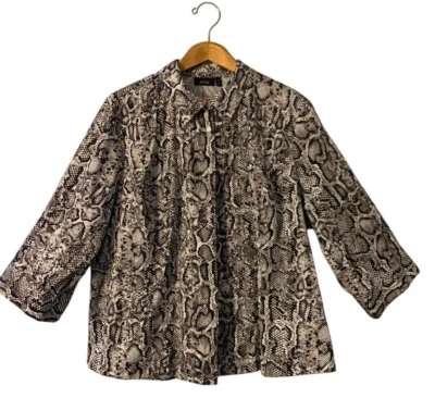APT. 9 Button Up Top Shirt Women's 3X Snakeskin Print Stretch Cotton Office - Image 1 of 4