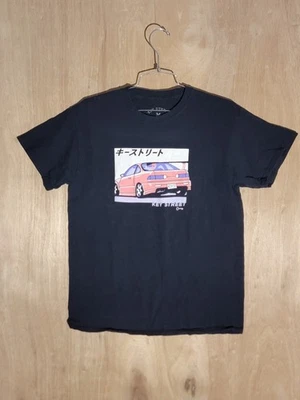 Key Street Men's Graphic Tee Car Print Japanese Text Black T-Shirt Size M - Image 1 of 4