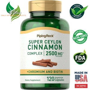Ceylon Cinnamon Complex | 2500mg | 120 Capsules | Chromium & Biotin | Vegetarian - Picture 1 of 9