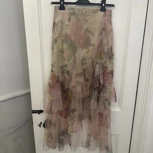 Beautiful Dreamy Floaty CAOS Maxi Skirt Netted Floral Size 10 Pristine - Picture 1 of 8