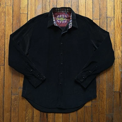 Robert Graham Black Velvet Long Sleeve Embroiled Mens Shirt Size L/Large - Image 1 of 4