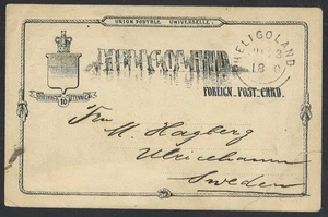 Altdeutschland Helgoland 1890 Postkarte P6 nach Ulricehamn Schweden Bahnpost - Bild 1 von 2