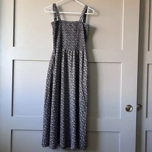 Abito midi Entro scollo quadrato senza maniche linea A donna piccolo nero boho prateria - Foto 1 di 12