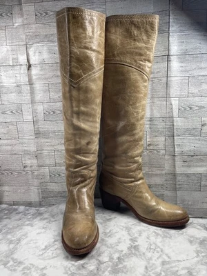 Botas hasta la rodilla Frye para mujer 7.5B Jane zapatos altos cuero marrón angustia Foto 1 de 4