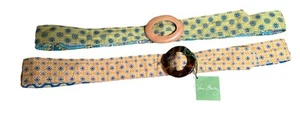 Vera Bradley Reversible Belts W/Circular Buckle Peacock Green & Riviera Blue|44" - Picture 1 of 21