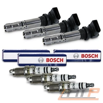 3x ZÜNDSPULE +3x BOSCH ZÜNDKERZE FÜR SEAT IBIZA SKODA FABIA RAPID VW POLO 6R 1.2 - Bild 1 von 4